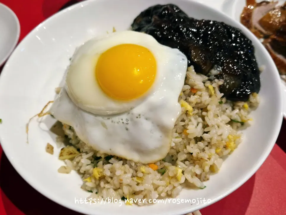 Double-portion fried rice topped with a fried egg