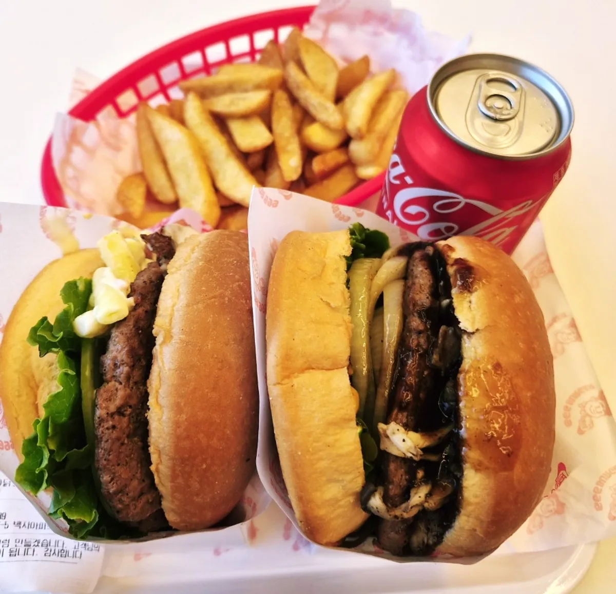 Handmade burger and fries set at 666 Burger Main Branch