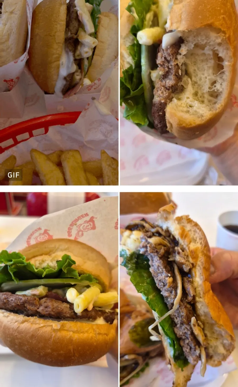 Cross-section of ingredients inside the 666 Burger Main Branch burger