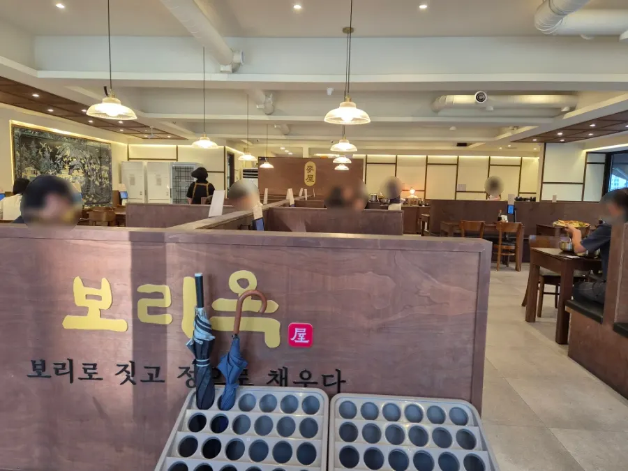 Wood-tone interior of Boriook Main Branch
