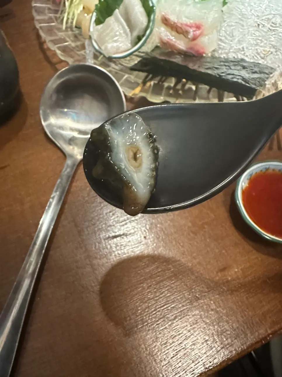 Sea cucumber included in the mixed platter