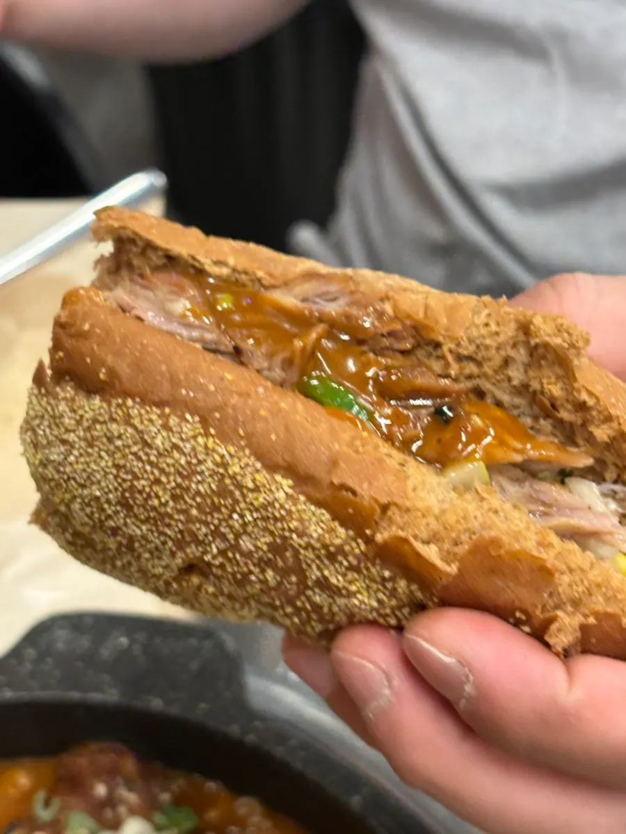 Bushman bread topped with coleslaw