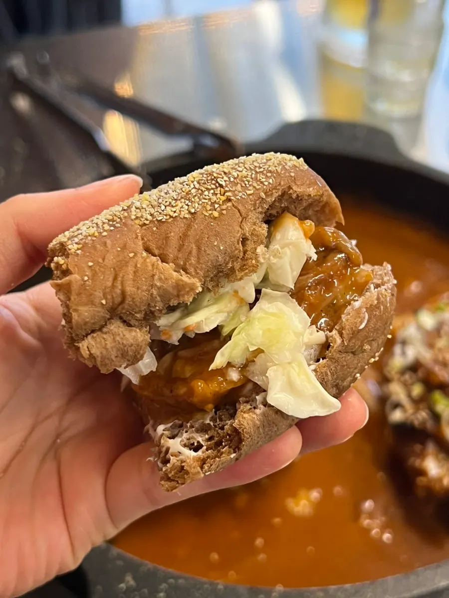 Bushman bread grilled-bone sandwich