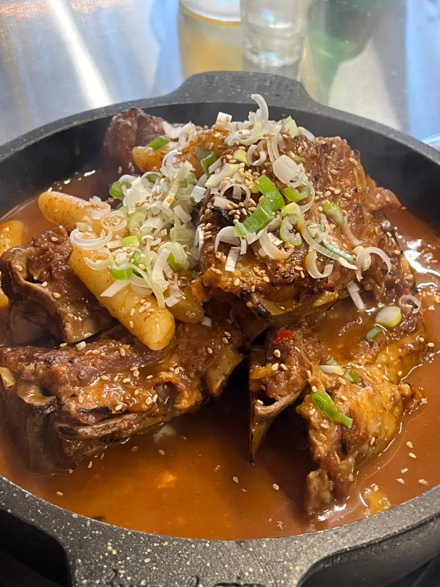 Direct-fire grilled pork neck bones