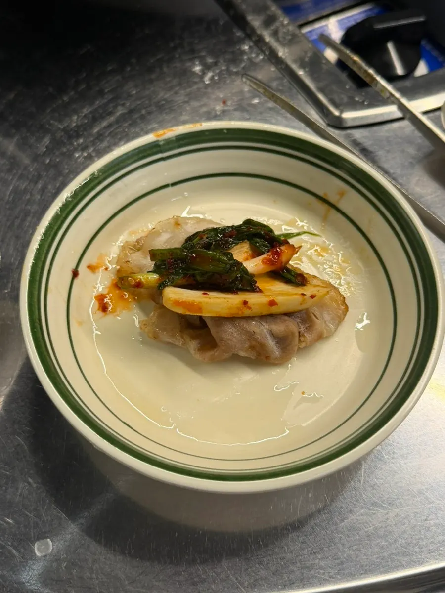 Naengsam grilled with salt sprinkled on top
