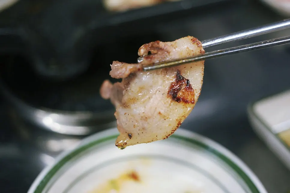 Pork jowl on the grill