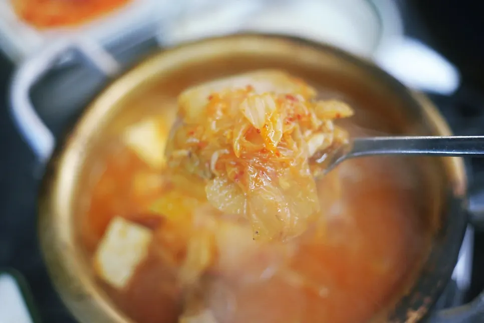 Aged kimchi stew with pork inside