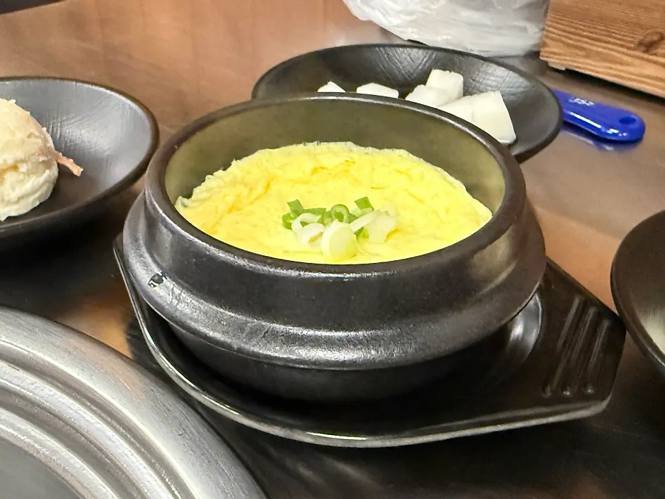 Complimentary steamed egg at Paldo Ppyeogui
