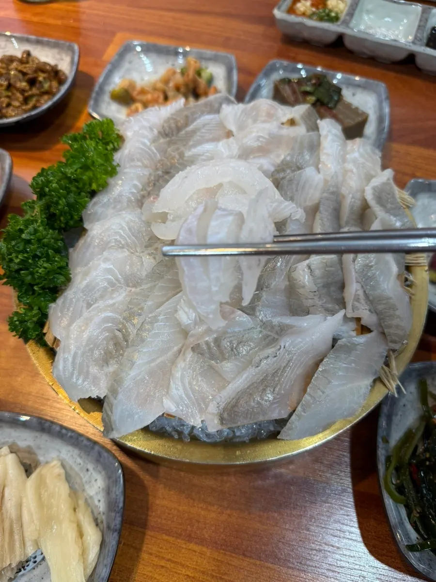 Plate of flounder and brown sole sashimi