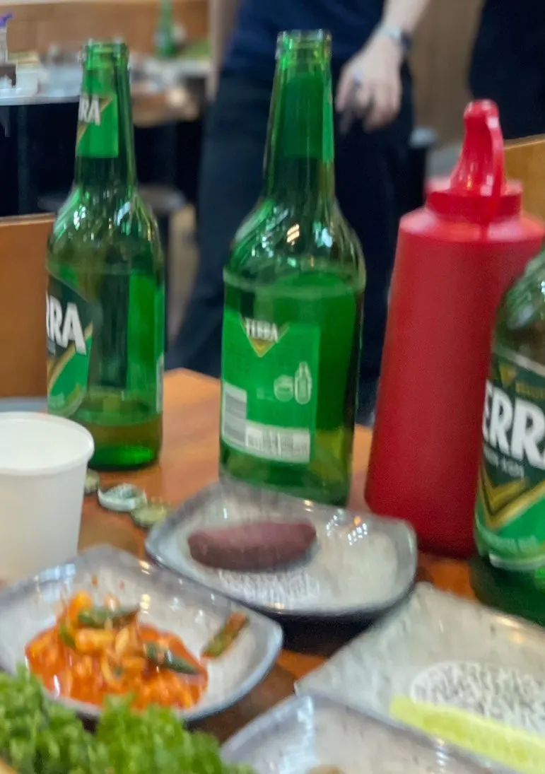 회와 함께 마신 살얼음 맥주