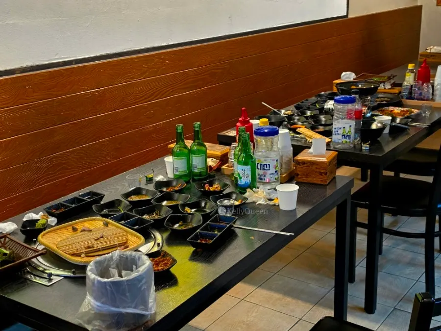 An empty table after customers have left