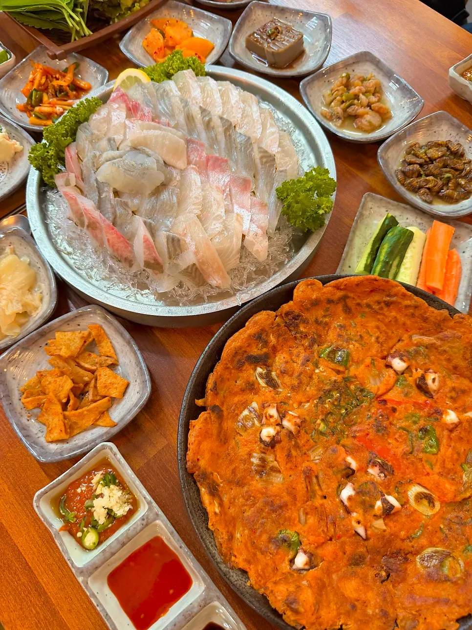 The medium assorted sashimi platter served at the table