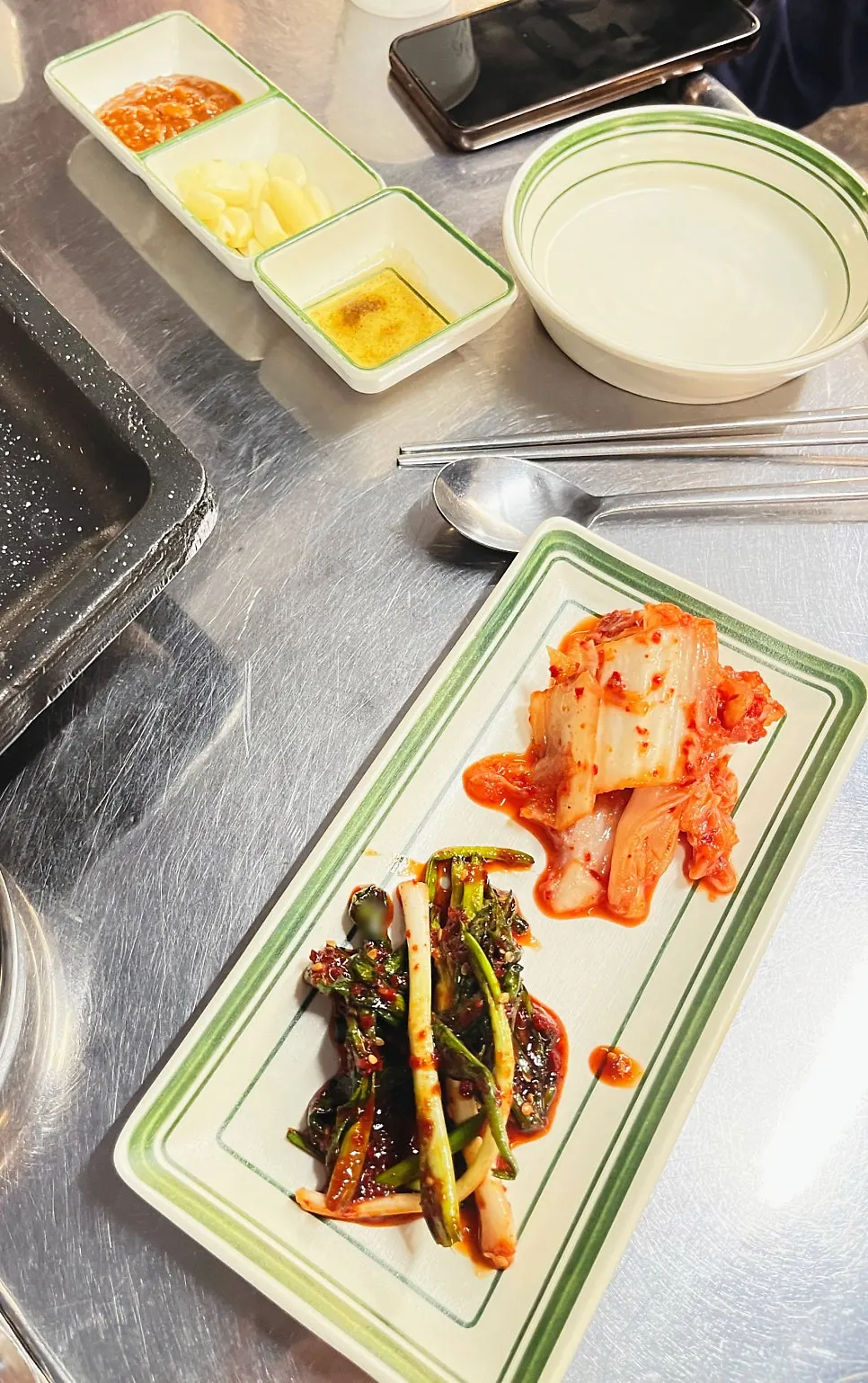 Table set with basic side dishes