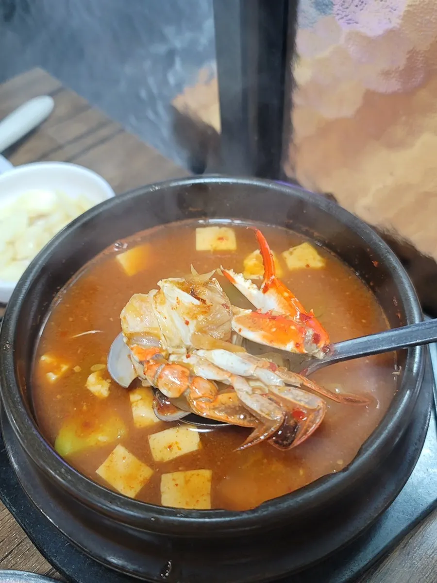 재료가 실한 진한 된장찌개 국물