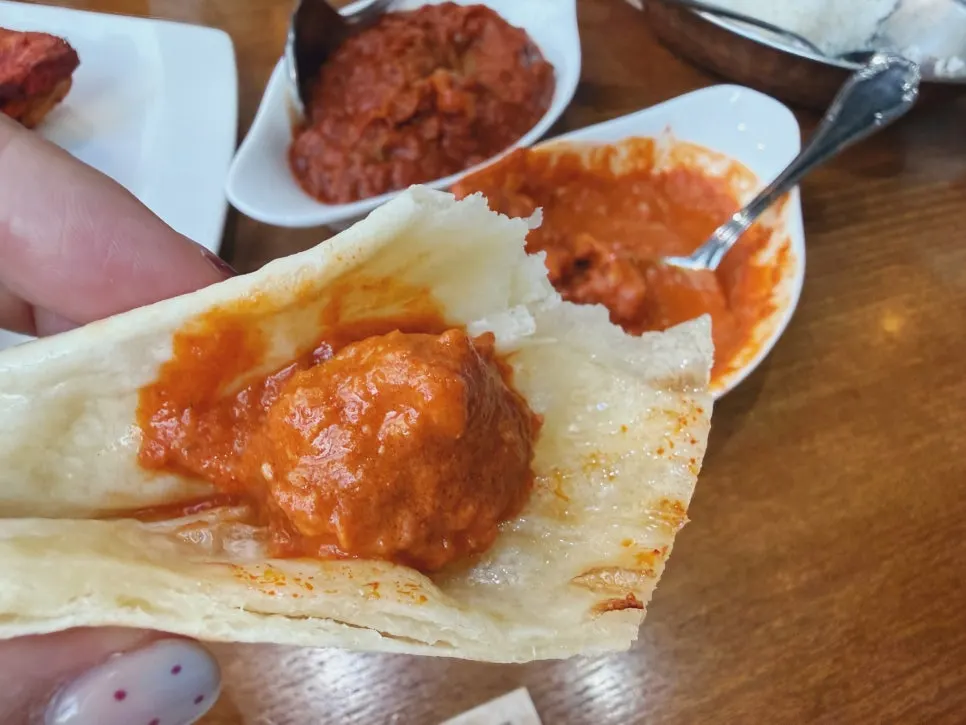 비프도비자아와 밥을 함께 담은 접시