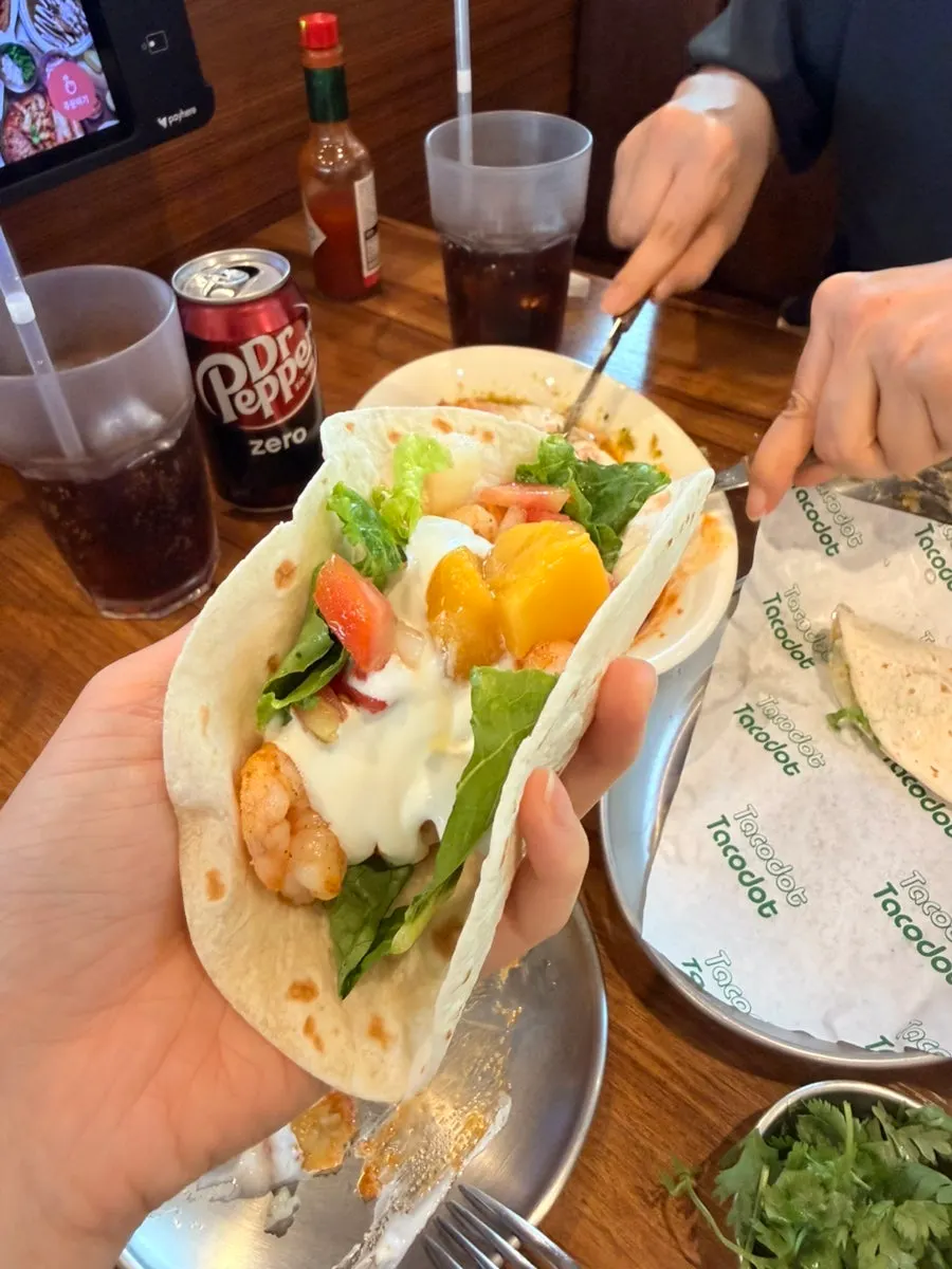 Mango shrimp taco filling packed with shrimp