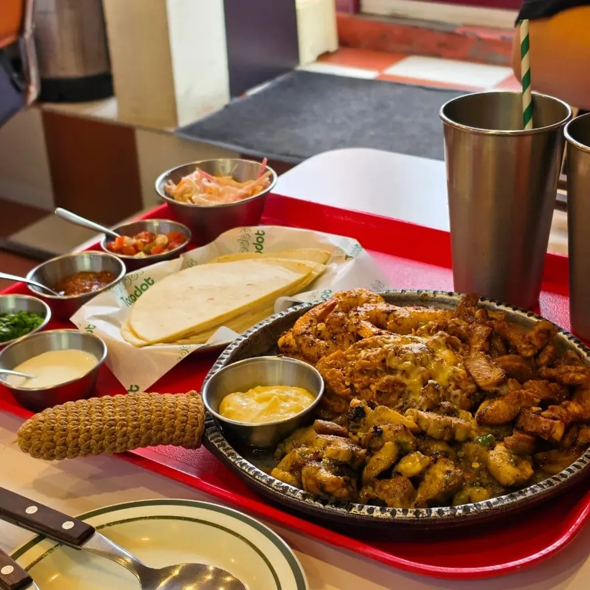 Close-up of the Grilled Meat Fajita Platter at Taco Dot