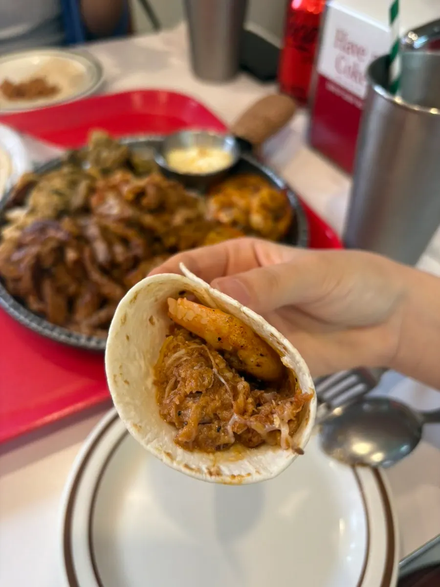 Refilled tortillas with remaining fajita ingredients