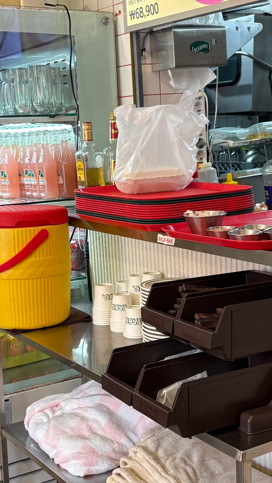 Drink menu with ades, bottled drinks, and beer