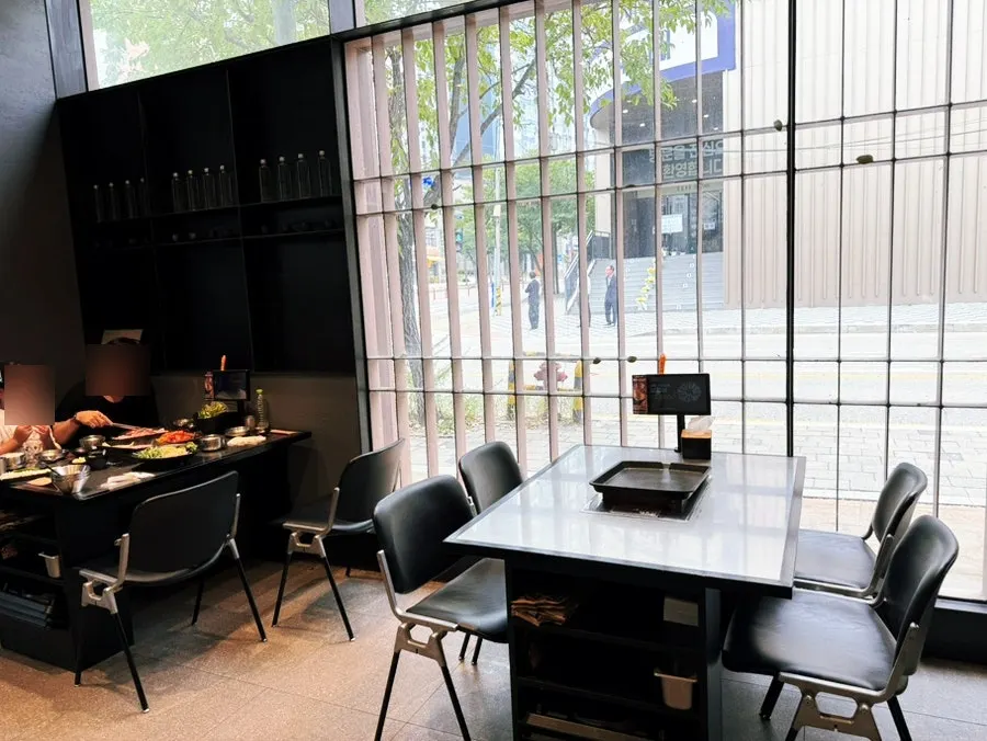 Upscale seating area inside the barbecue restaurant