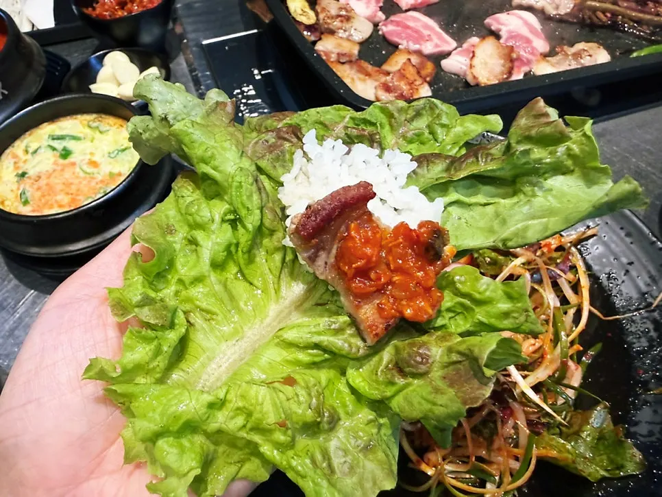 Ssamjang showing garlic, chili, and kataifi