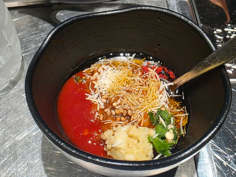 Table spread featuring the Dubai chewy ssamjang