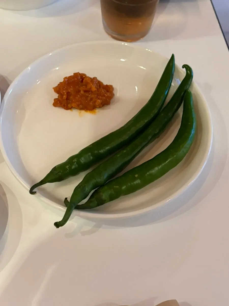 Mild pepper served alongside the meal