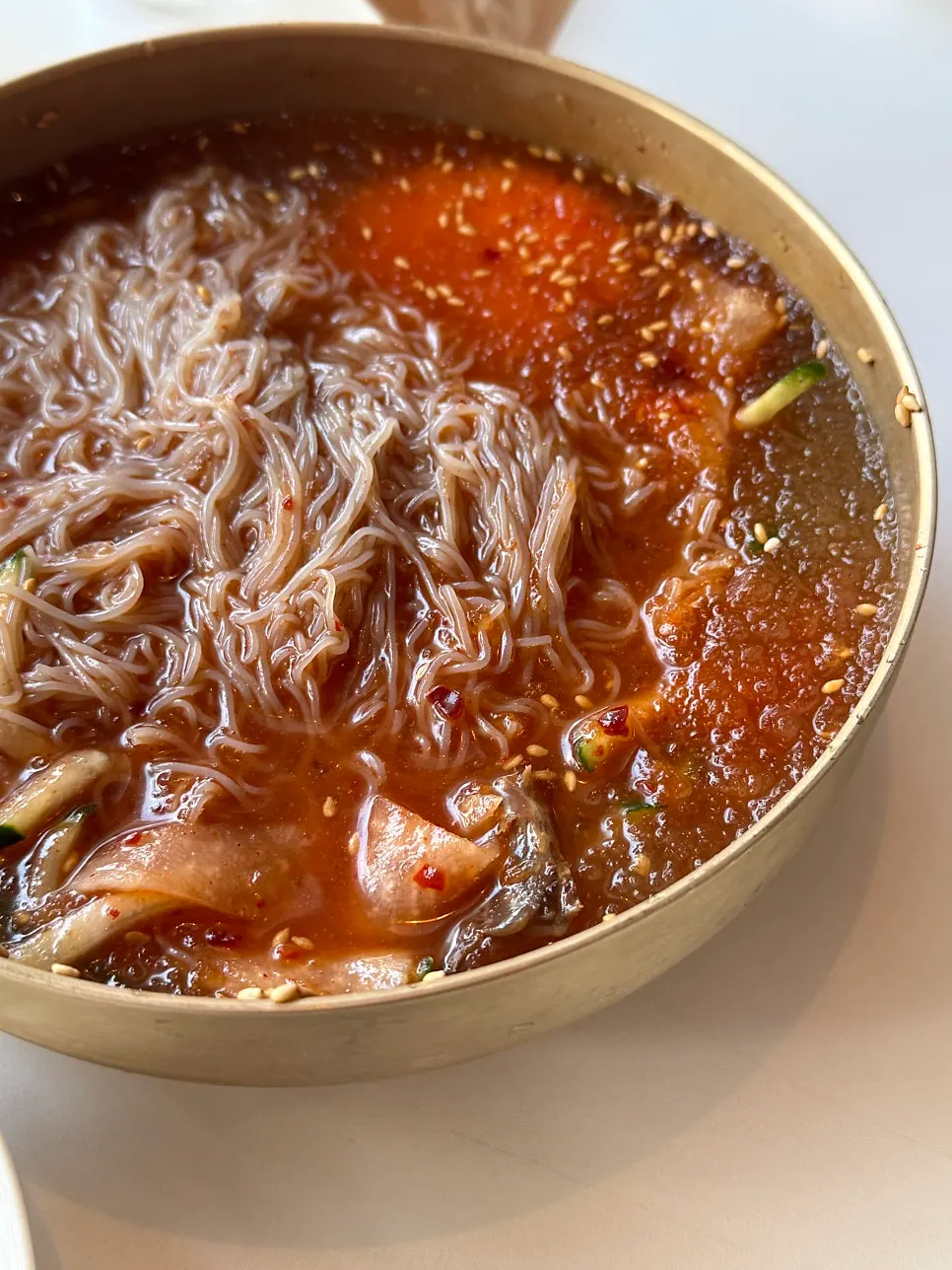 Korean beef yukhoe bibimbap after mixing