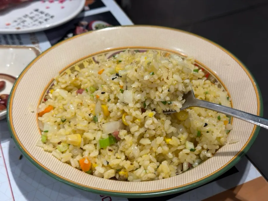 Fluffy fried rice swapped in for the set