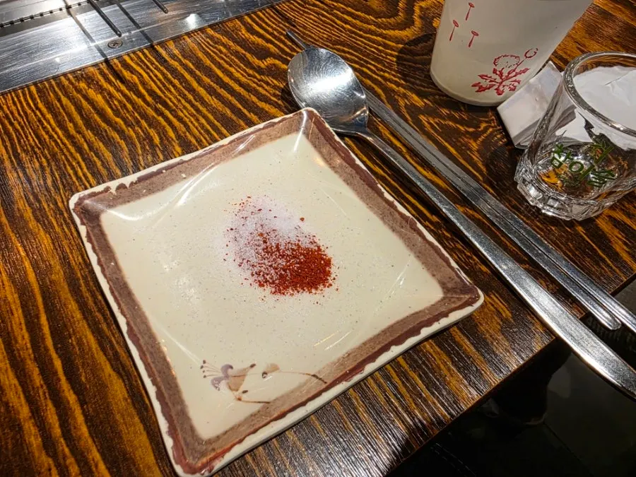 Plate of sesame salt prepared for the kids