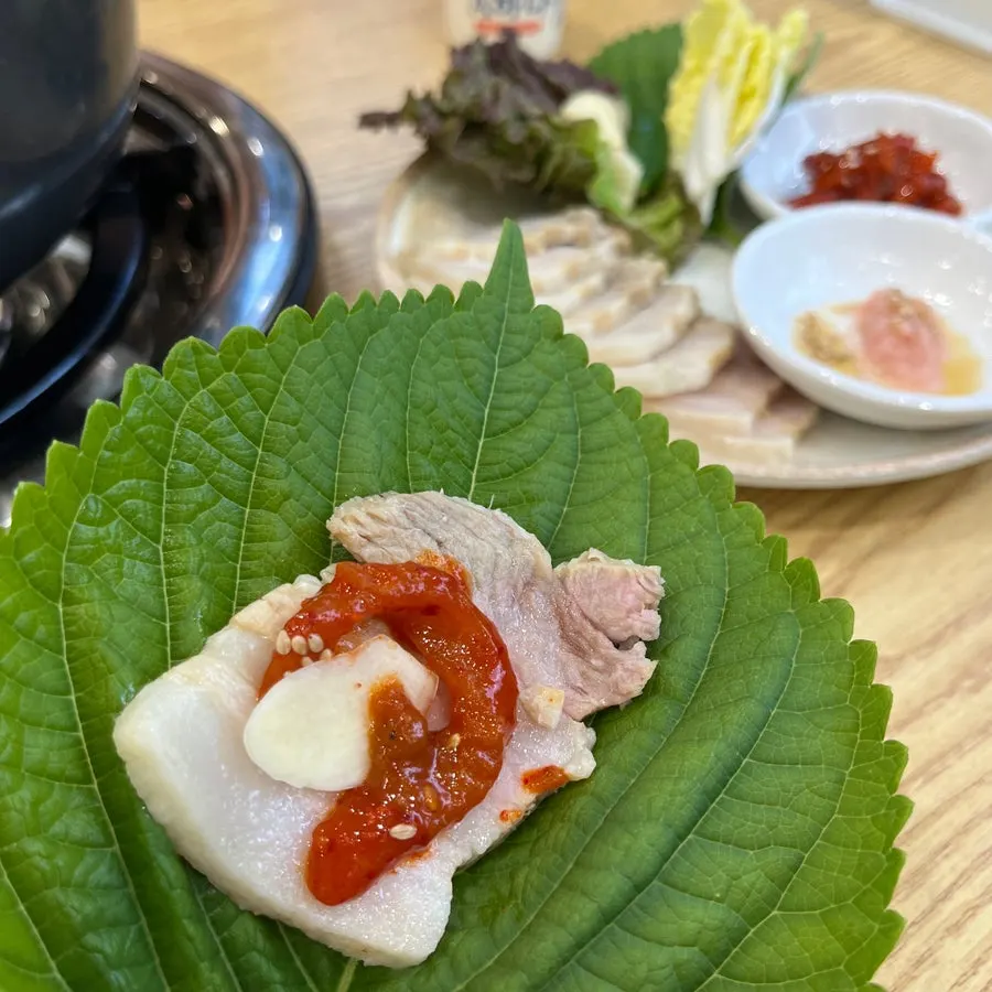 Clam meat fished out from the clam soup