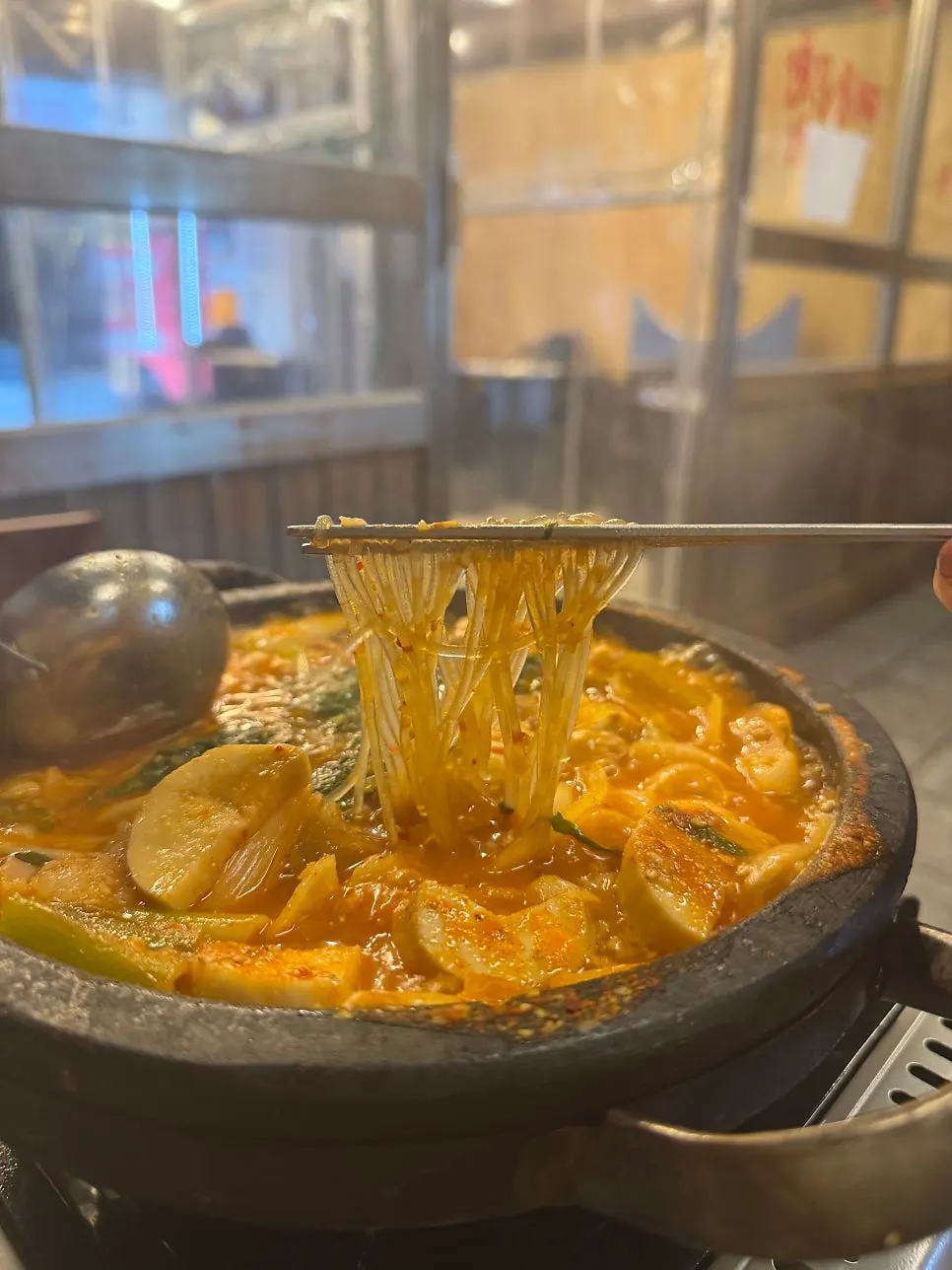 Gopchang hot pot with glass noodles
