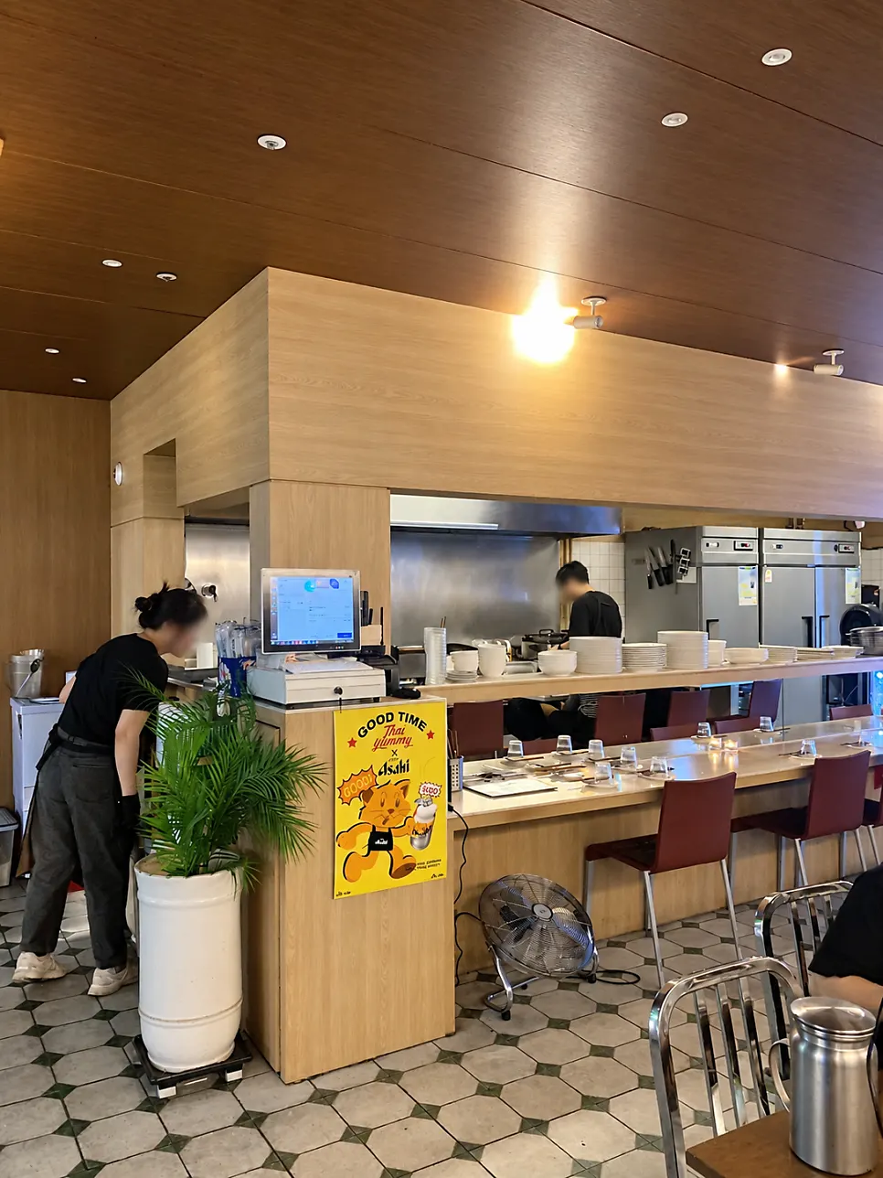 Bar seats facing the open kitchen at Thai Yami