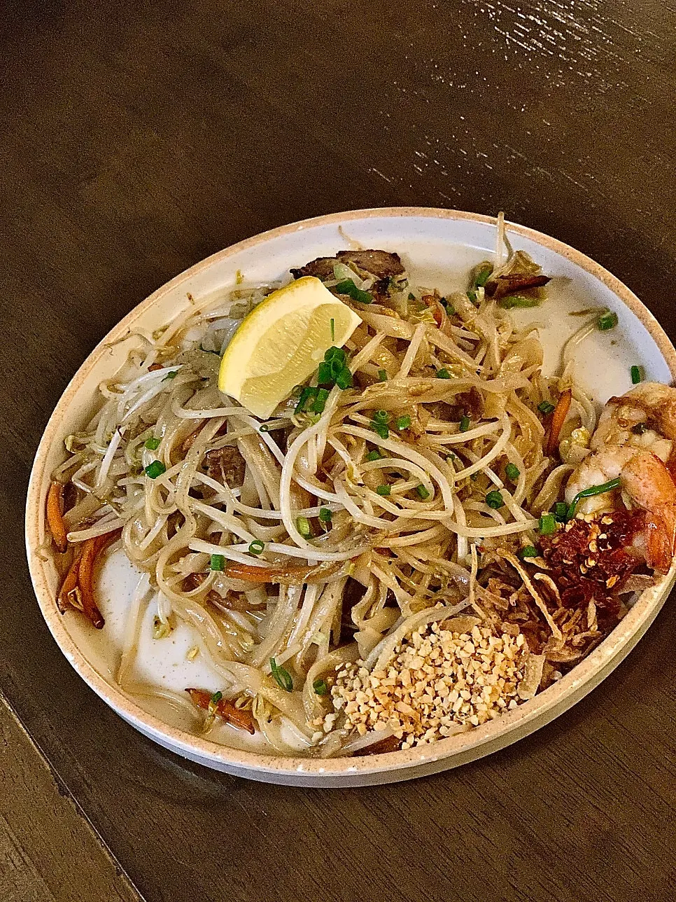 Close-up of Thai Yami's pad thai with plenty of bean sprouts