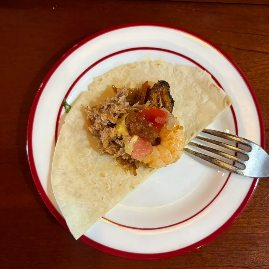 Plate from the Taqueros couple set mid-meal