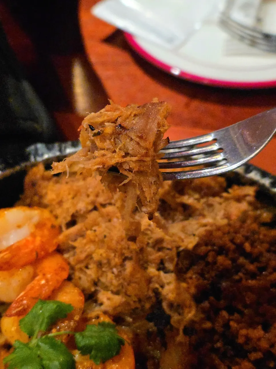 Close-up of cheese sauce on the fajita plate