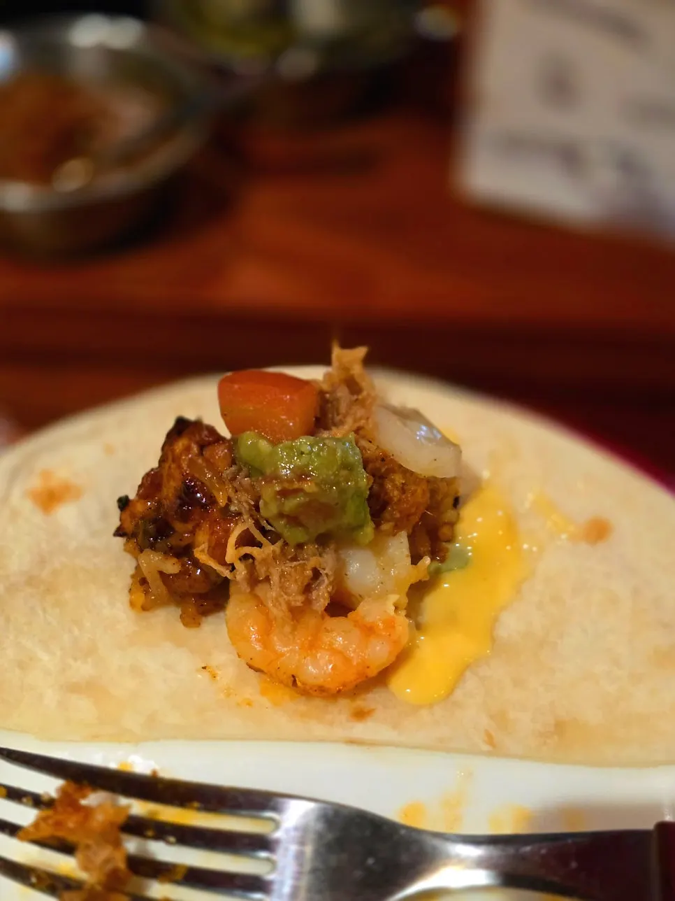 Fajita tortilla folded at the sides