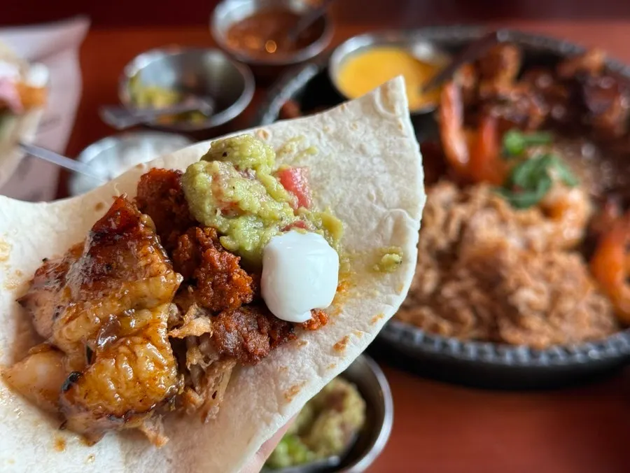 Fajita sizzling on the pan when served
