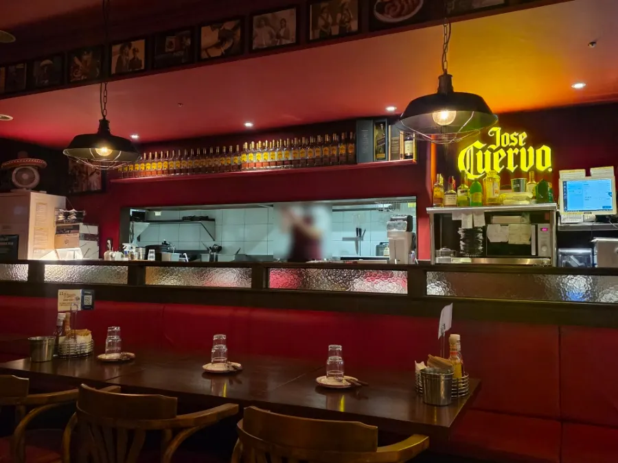 Open kitchen where food is being prepared