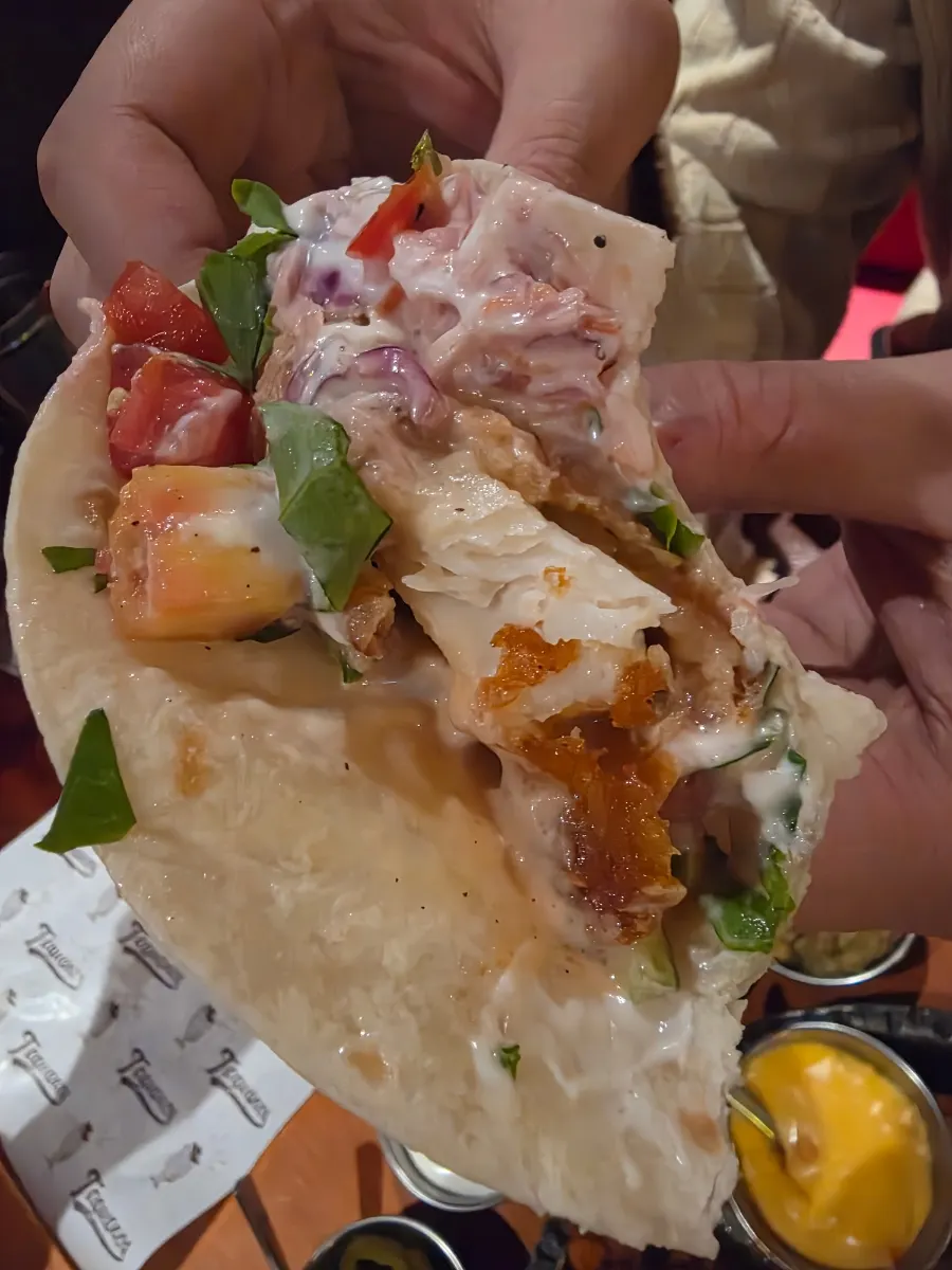Fish taco made with fried fish