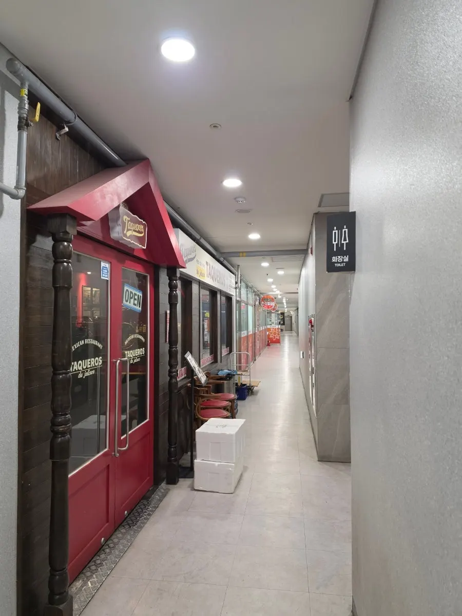 Interior of the restroom right outside the restaurant