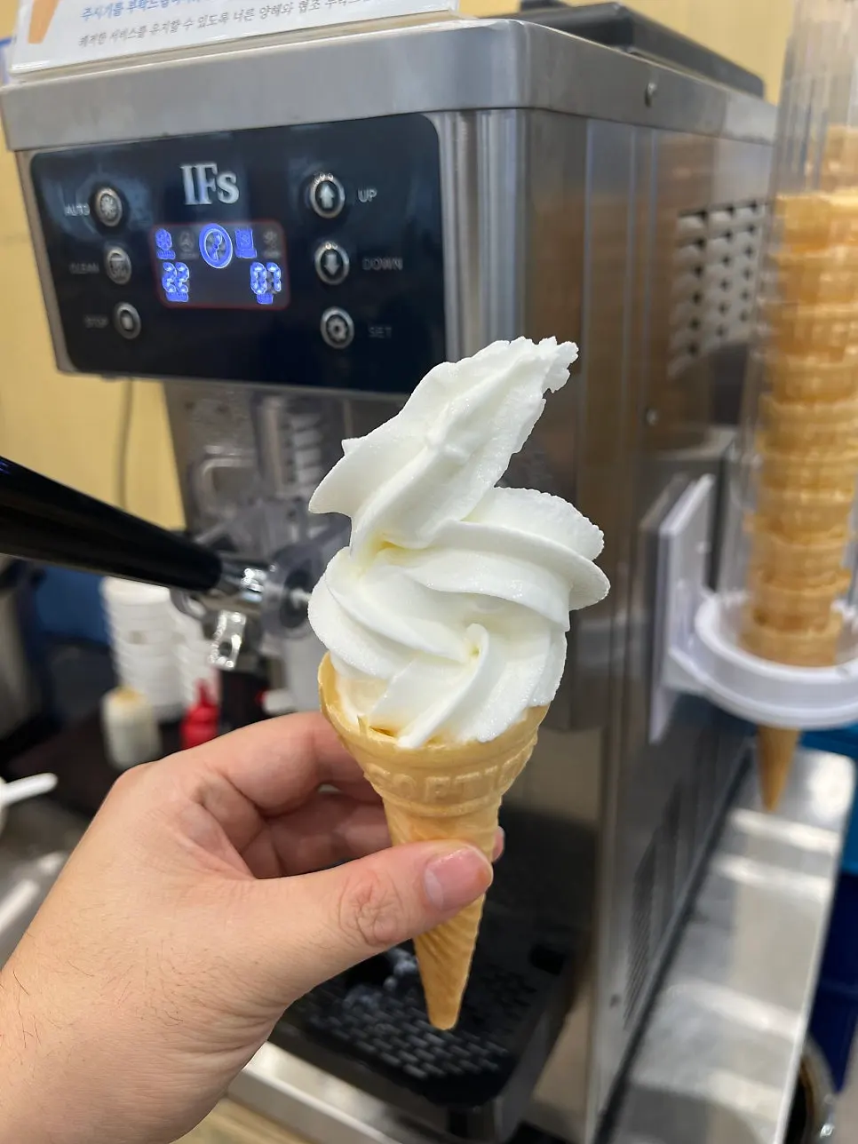 Dessert ice cream set out near the entrance
