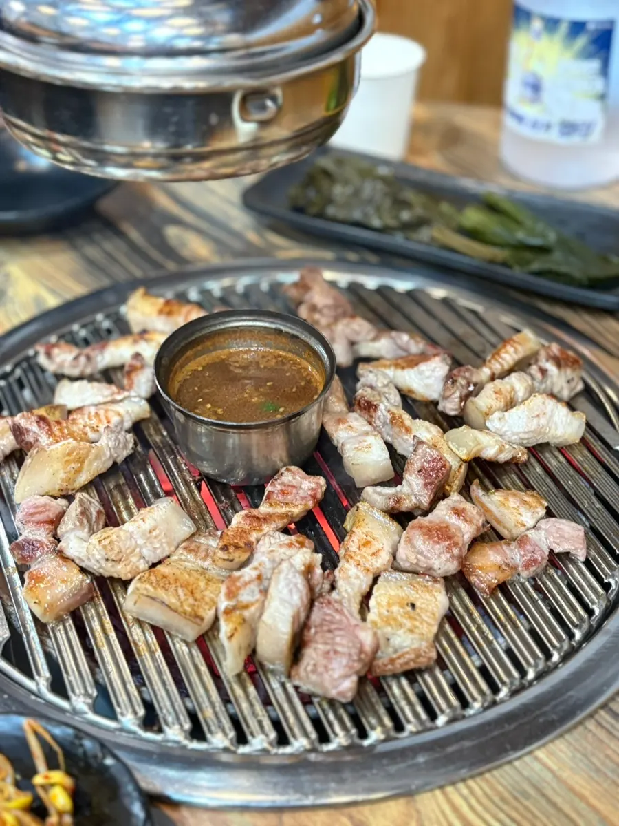 A piece of pork belly dipped in melchet