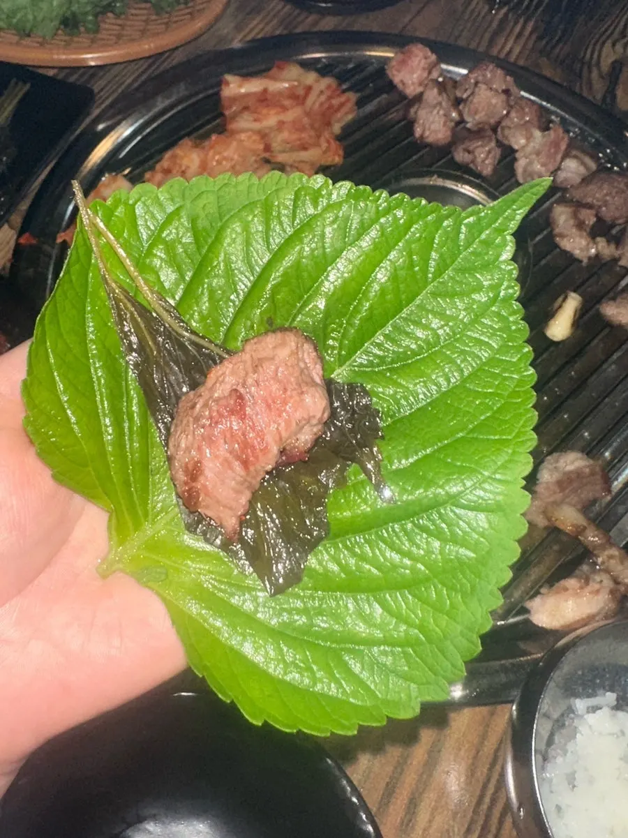 Close-up of a thick piece of pork neck