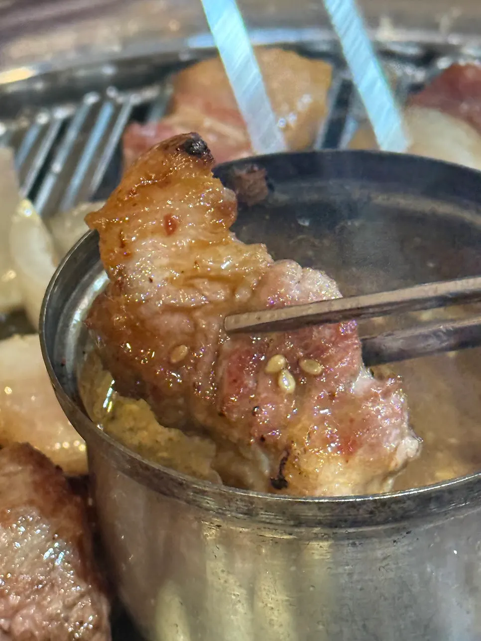 Golden-brown grilled pork skin