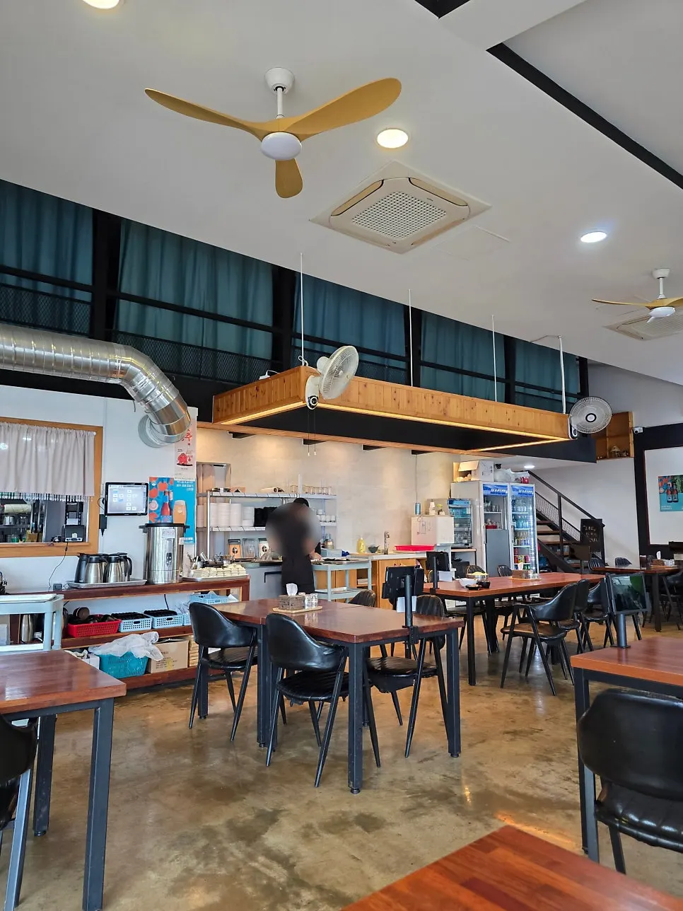 Restaurant interior tables with generous spacing
