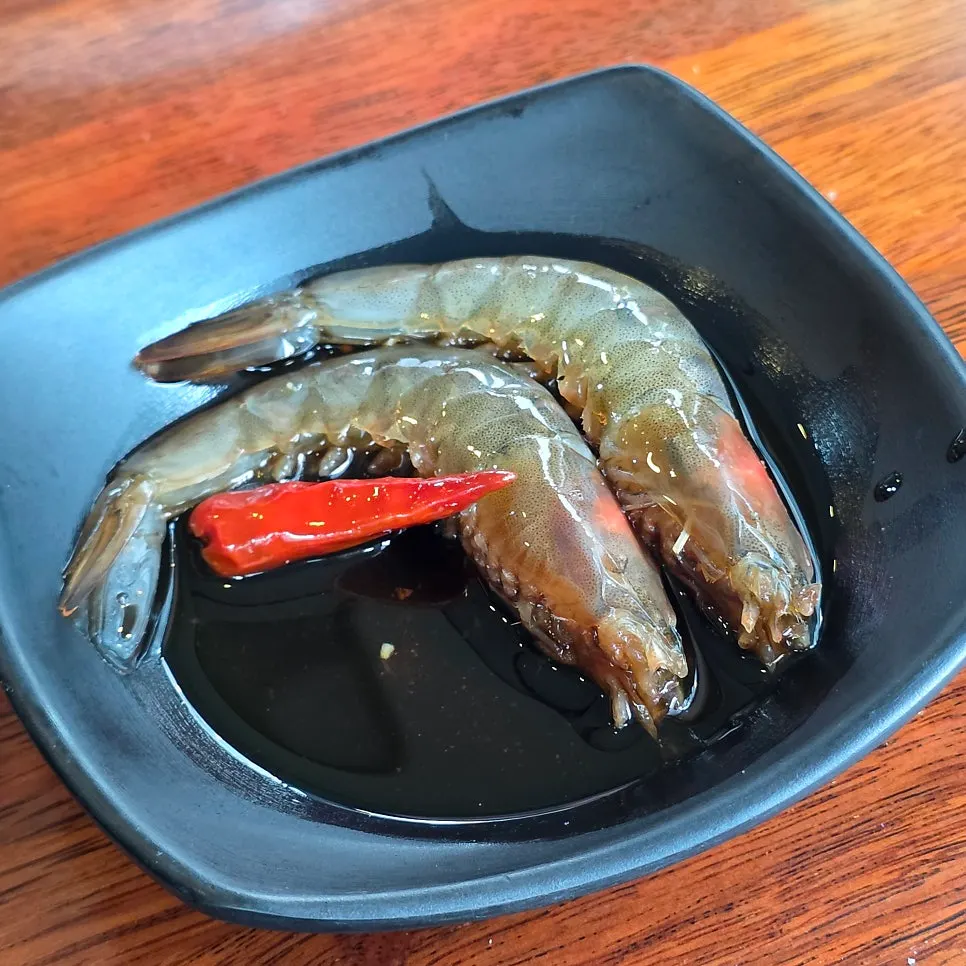 Well-seasoned soy-marinated shrimp side dish