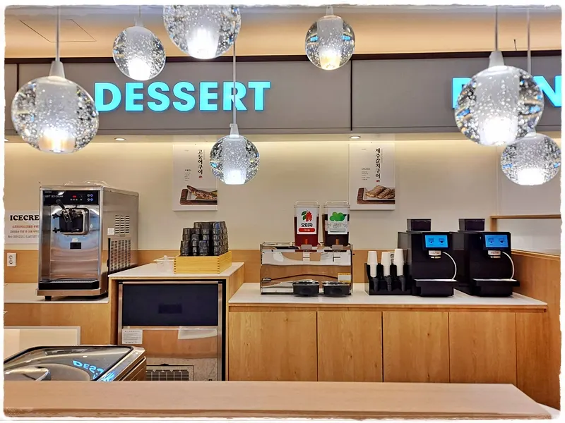 Dessert corner with omija tea and brewed coffee