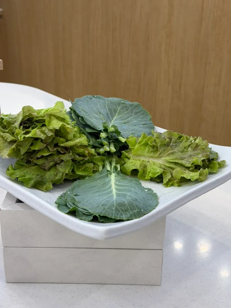 A plate of side dishes taken from the self-serve bar