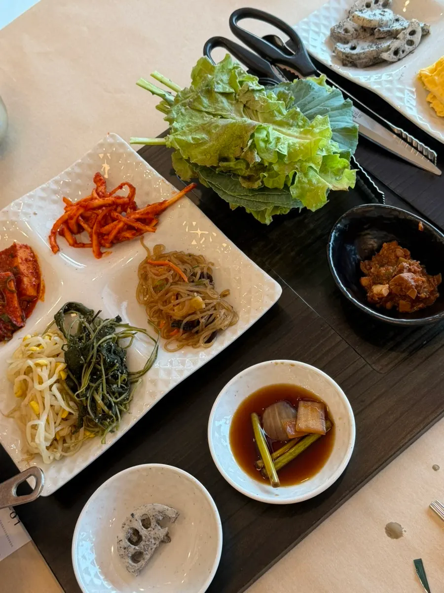 Gochujang-seasoned chili pepper side dish at the self-serve bar